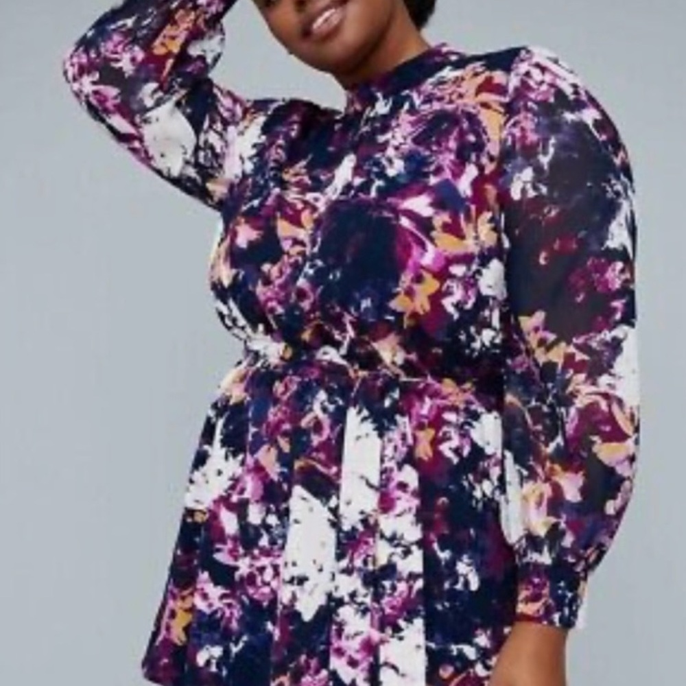 Lane Bryant x Girl With Curves Floral Print Belted Tunic Top - Size 20
